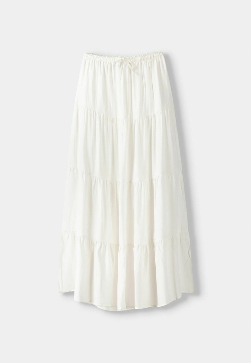 Bershka Bershka ELASTICATED - Maxi skirt - white Outlet