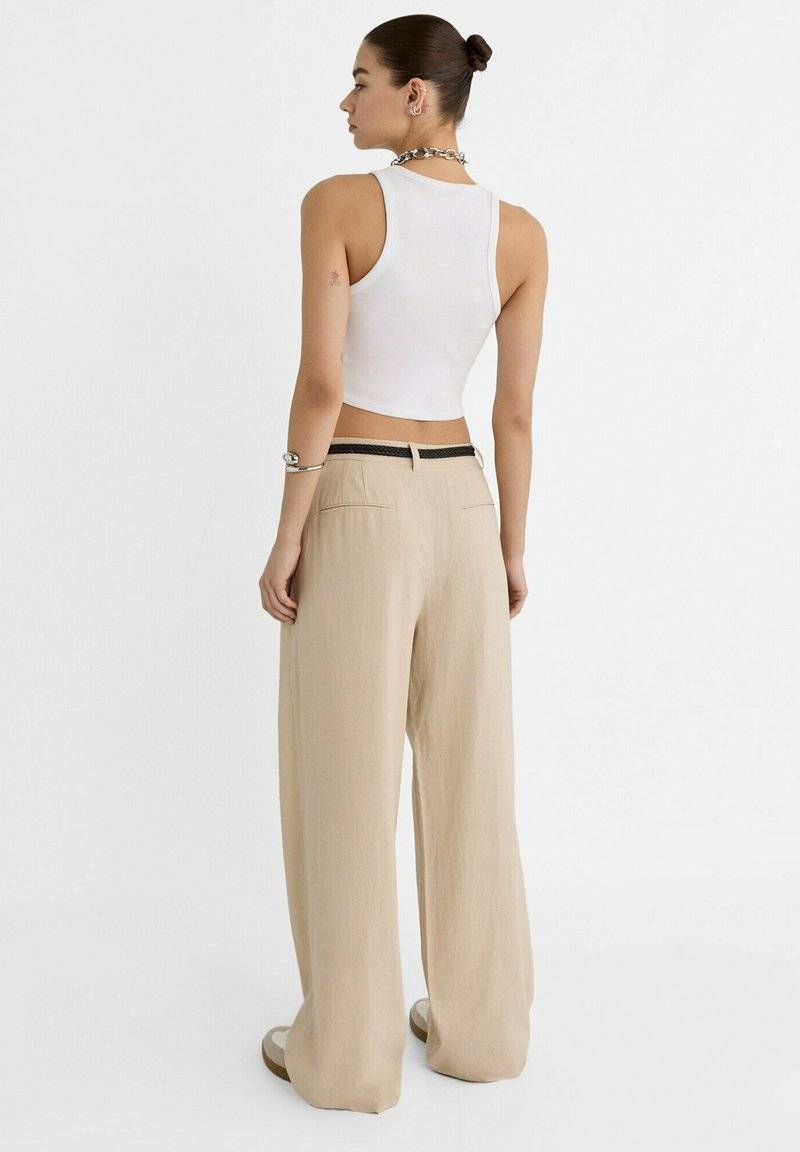 Stradivarius Stradivarius WITH BELT - Trousers - beige Hotsell