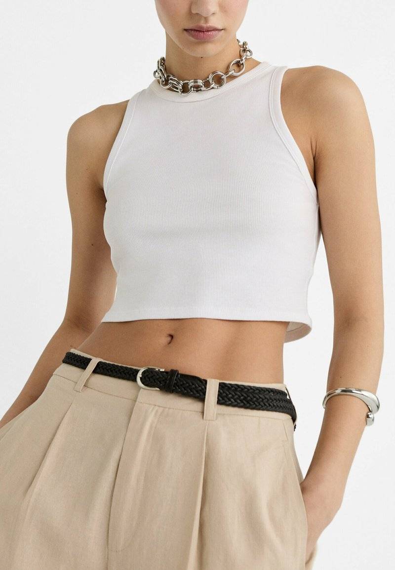 Stradivarius Stradivarius WITH BELT - Trousers - beige Hotsell