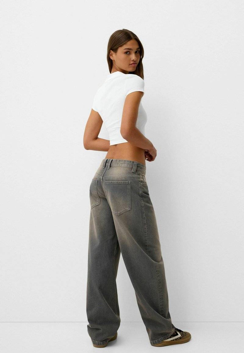 Bershka Bershka BALLOON FIT - Relaxed fit jeans - mottled dark grey Günstiger Verkauf