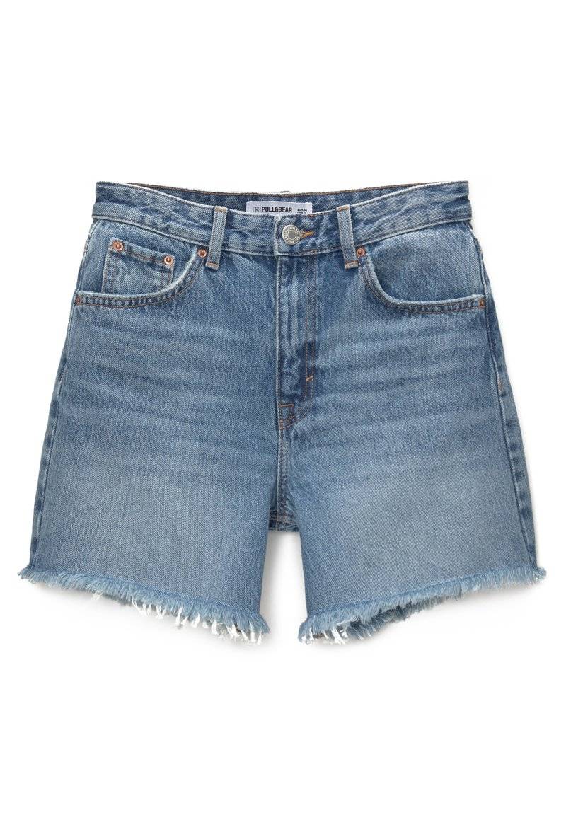 PULL&BEAR PULL&BEAR HIGH-WAIST - BERMUDA - Denim shorts - blue denim Meist gekauft