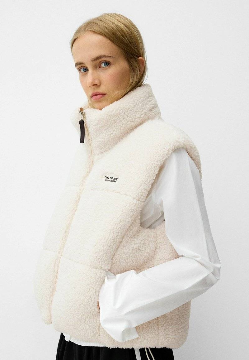 Bershka Bershka REVERSIBLE - Waistcoat - white Limitierter Zeitrabatt