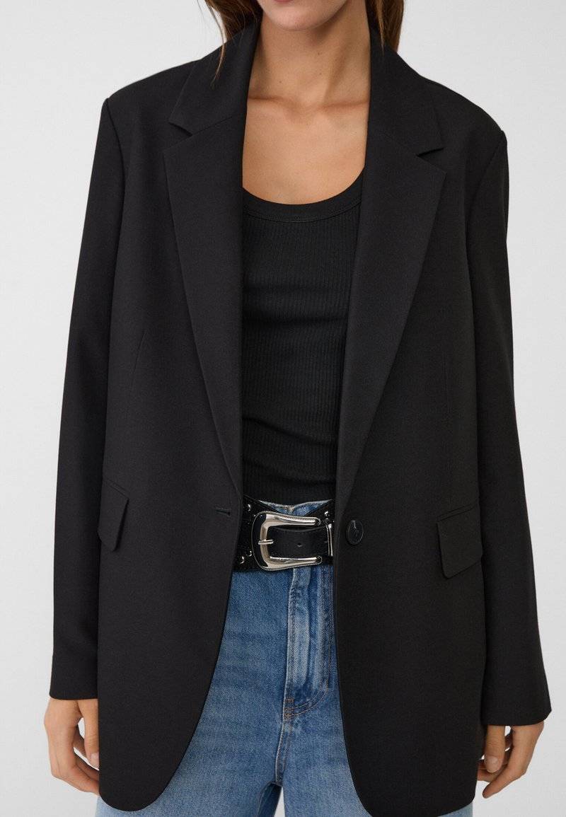 Stradivarius Stradivarius REGULAR FIT - Short coat - black Exklusivangebot