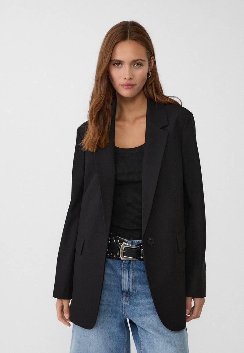 Stradivarius Stradivarius REGULAR FIT - Short coat - black Exklusivangebot