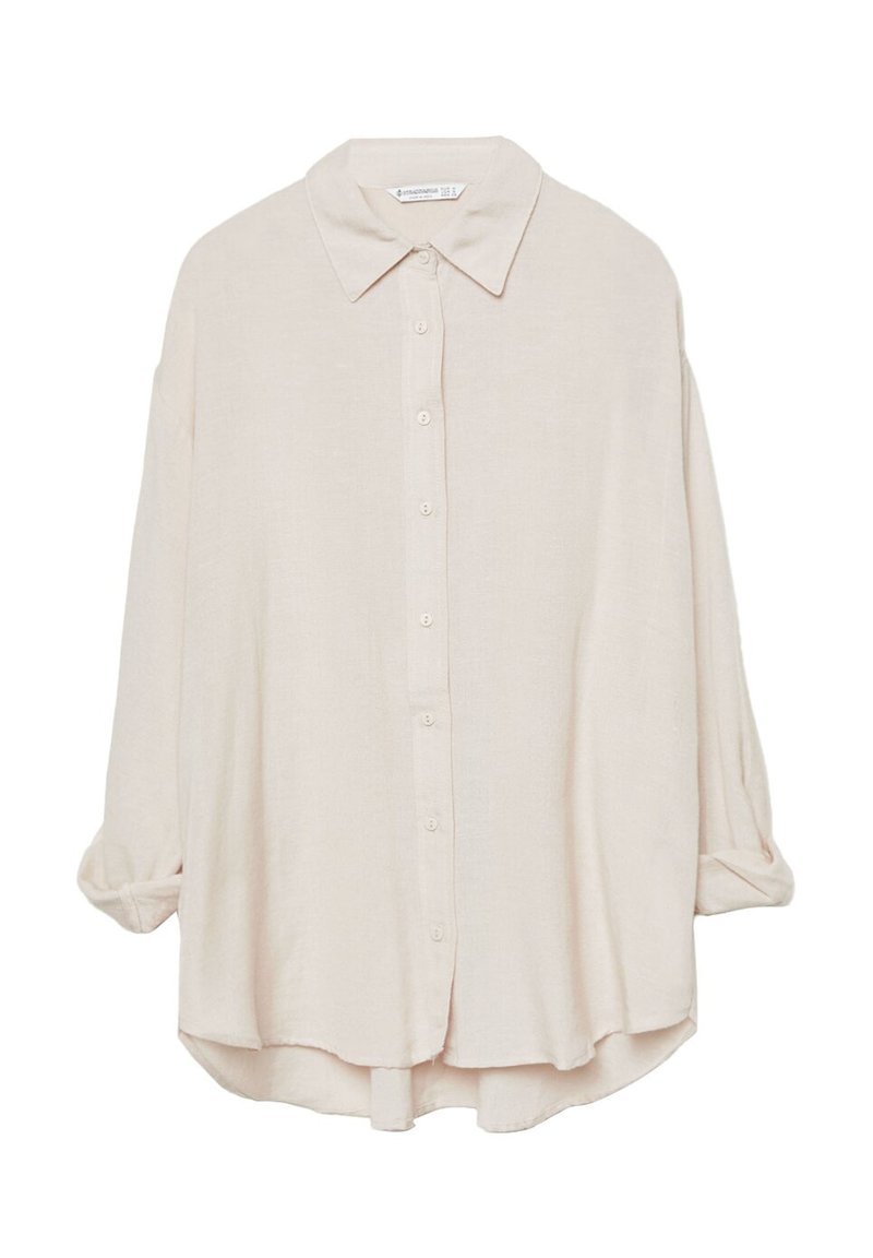 Stradivarius Stradivarius RUSTIKALES DAILY - Button-down blouse - beige Blitzverkäufe
