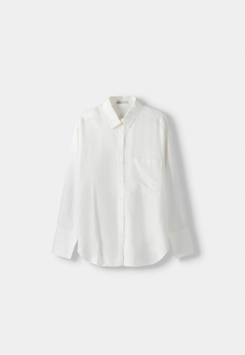 Bershka Bershka OVERSIZE - Button-down blouse - white Fabrik Onlineshop