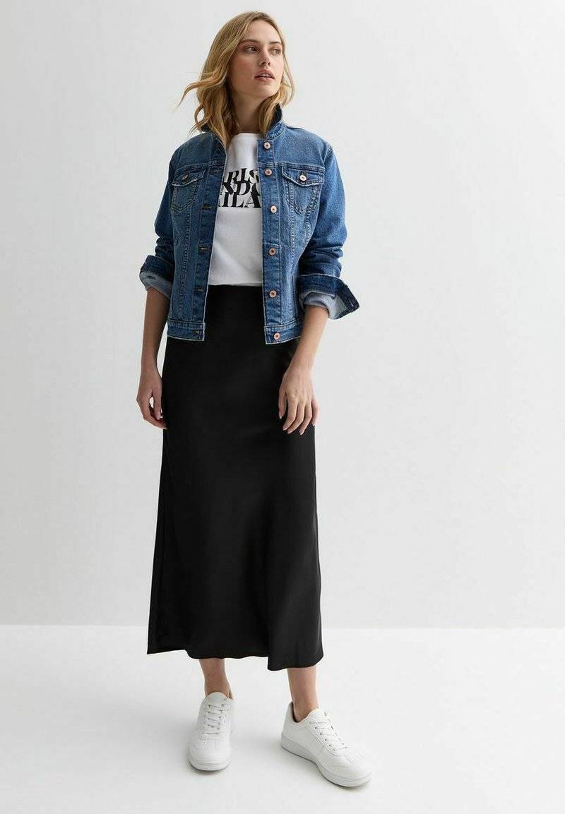 New Look New Look BIAS CUT MIDI - A-line skirt - black Exklusivangebot