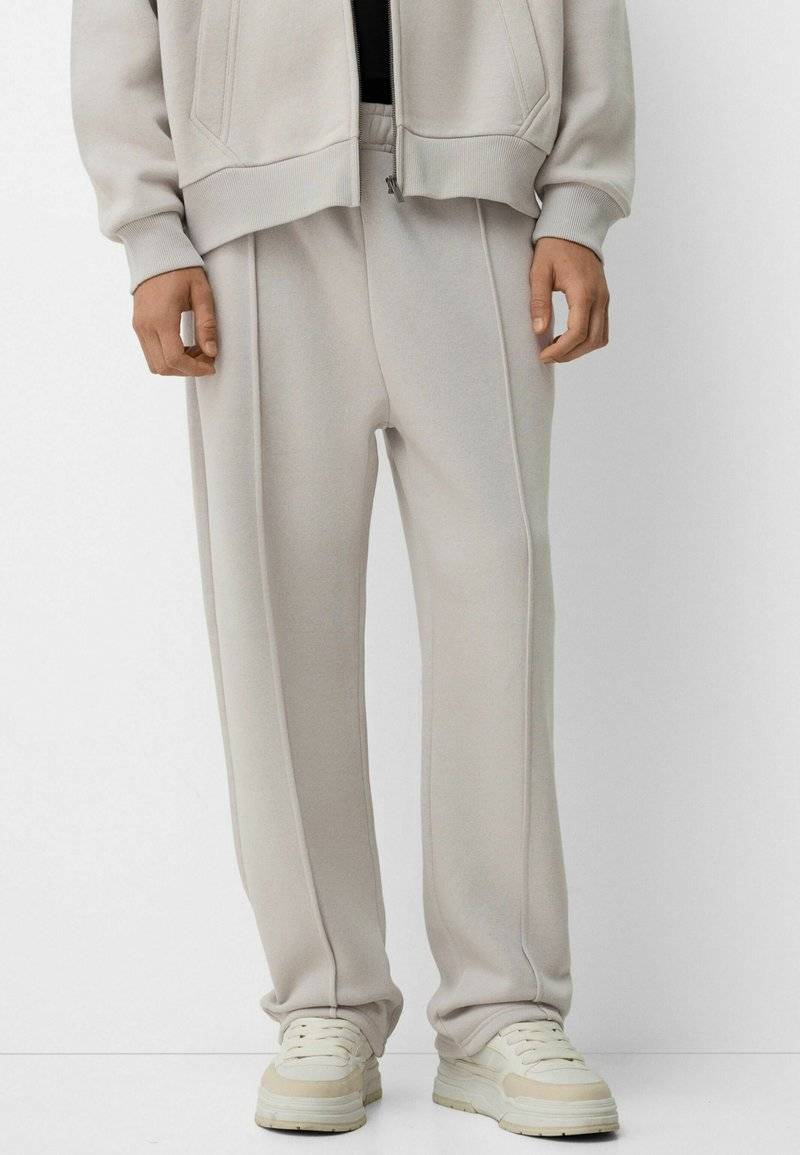 Bershka Bershka SET Zip-Up Sweatshirt + WIDE LEG - Tracksuit - white Zeitlich begrenztes Angebot