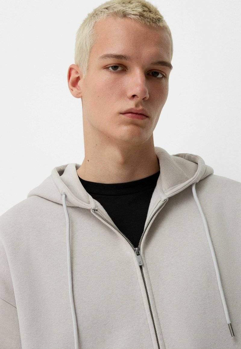 Bershka Bershka SET Zip-Up Sweatshirt + WIDE LEG - Tracksuit - white Zeitlich begrenztes Angebot