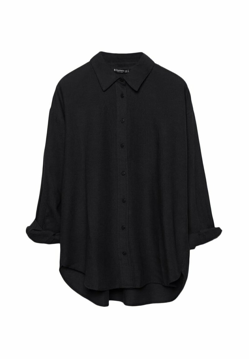Stradivarius Stradivarius RUSTIKALES DAILY - Button-down blouse - black Große Rabatte