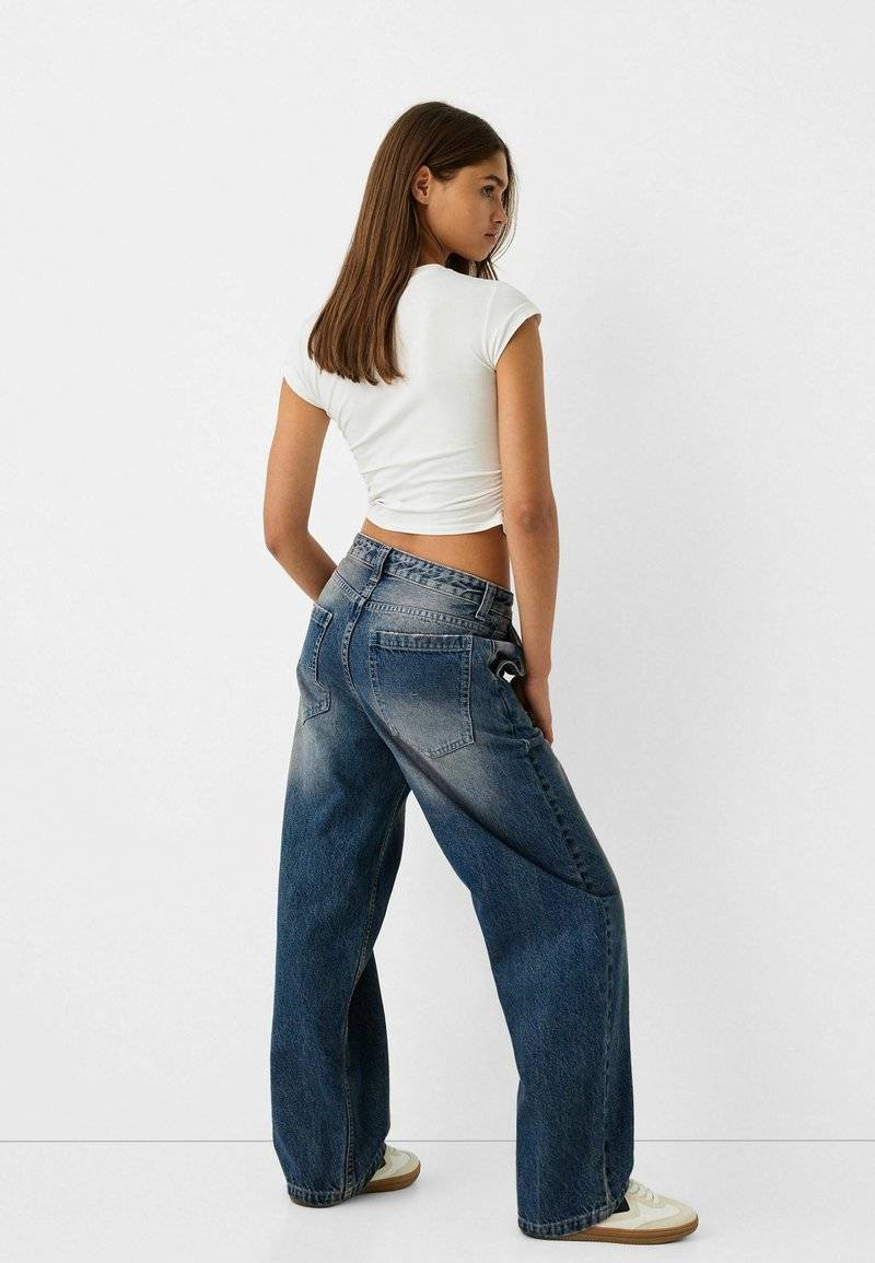 Bershka Bershka Relaxed fit jeans - dark blue Neueste Stile
