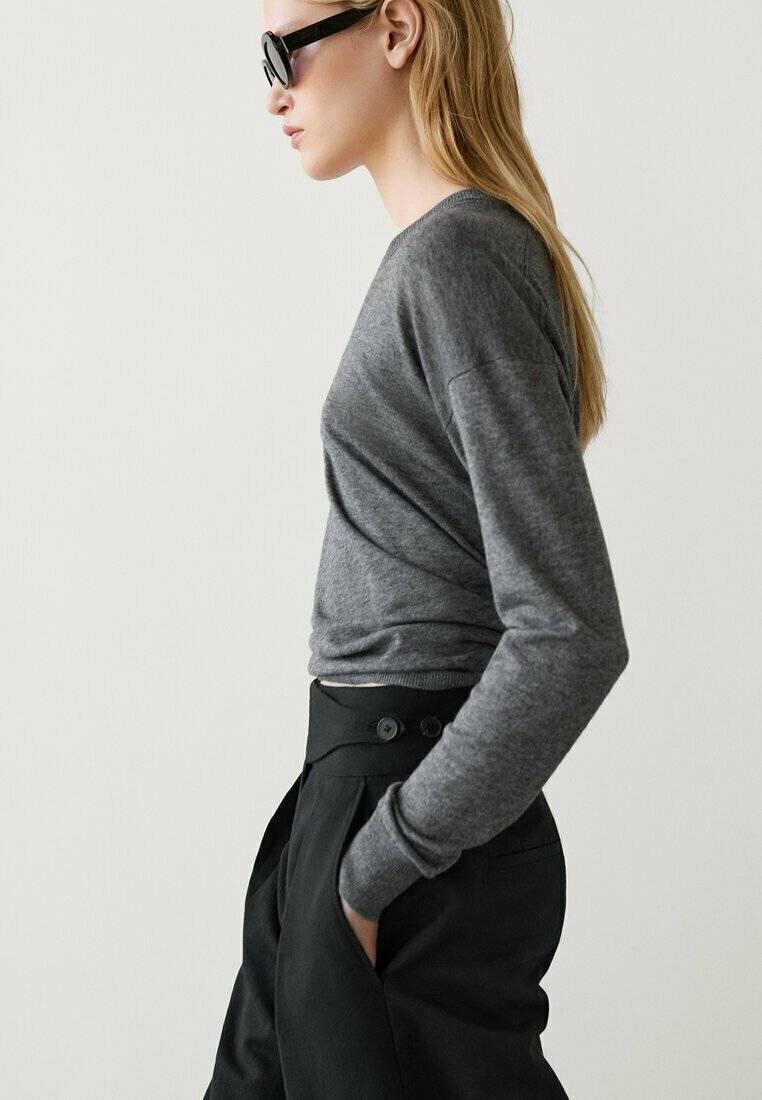 Massimo Dutti Massimo Dutti WIDE-LEG - Trousers - black Bis zu 50% Rabatt