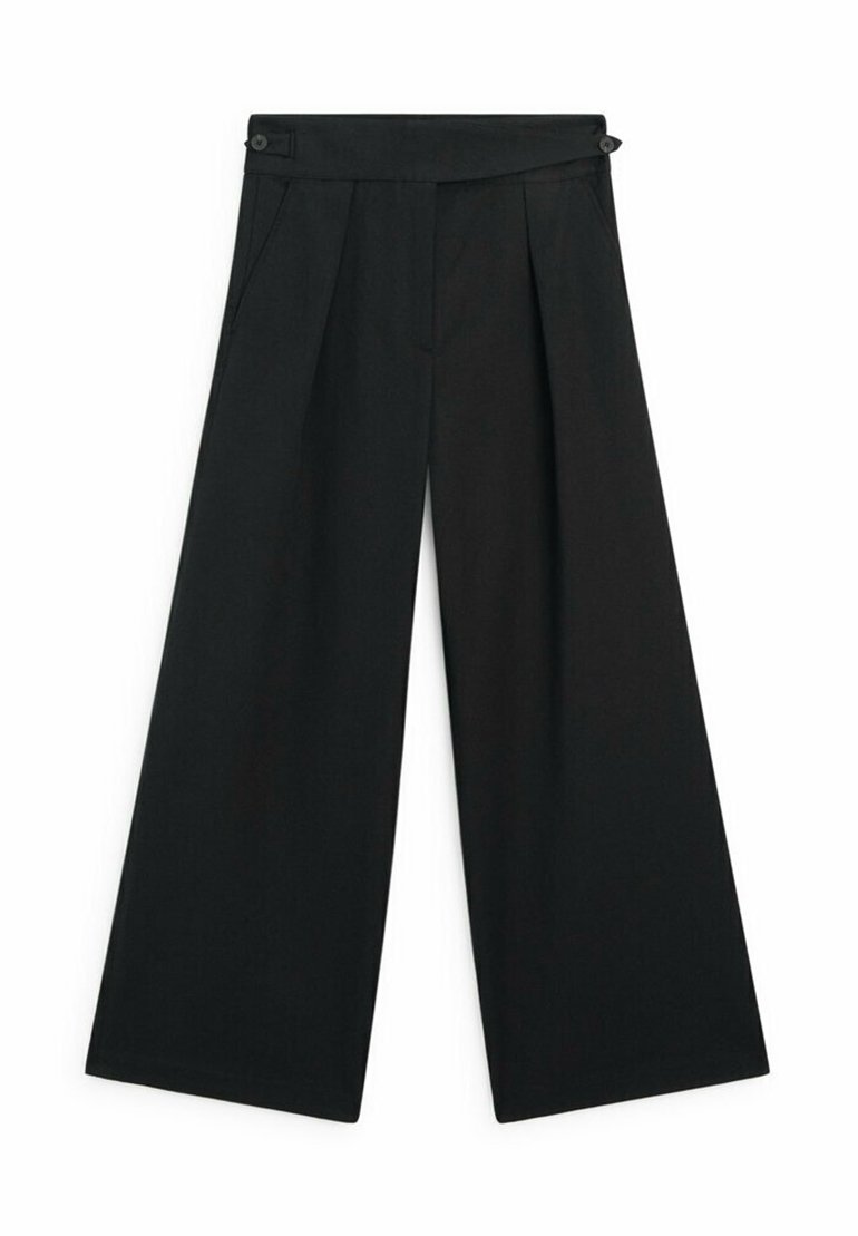 Massimo Dutti Massimo Dutti WIDE-LEG - Trousers - black Bis zu 50% Rabatt