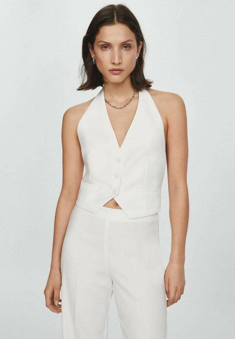 Mango Mango IGUANA - Waistcoat - white Große Rabatte