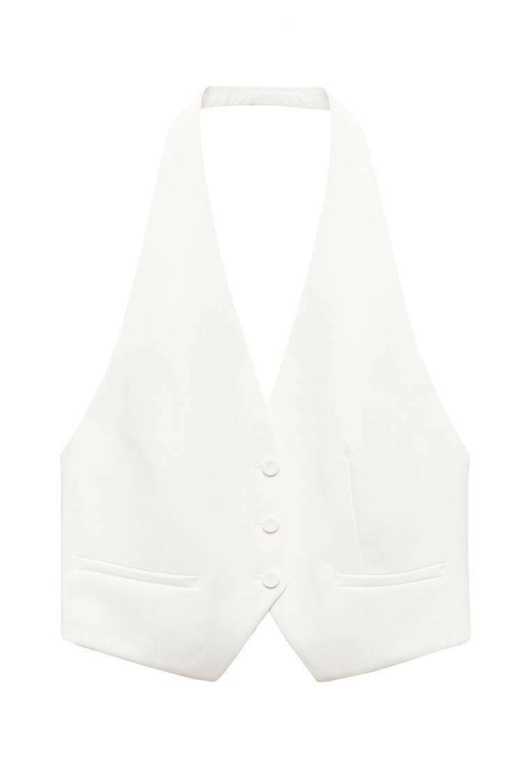 Mango Mango IGUANA - Waistcoat - white Große Rabatte