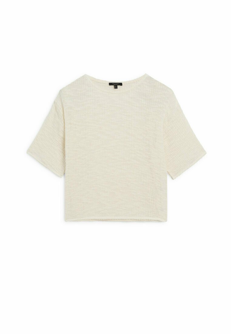 Massimo Dutti Massimo Dutti TEXTURED - Basic T-shirt - beige Räumungsverkauf