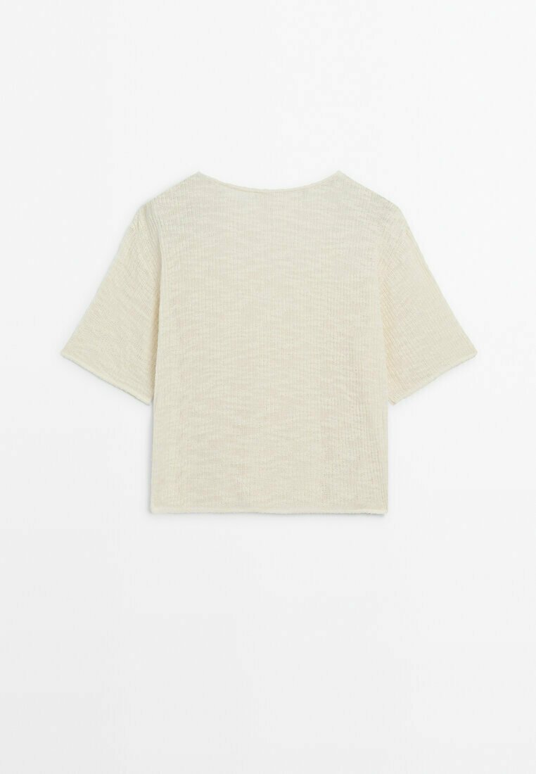 Massimo Dutti Massimo Dutti TEXTURED - Basic T-shirt - beige Räumungsverkauf