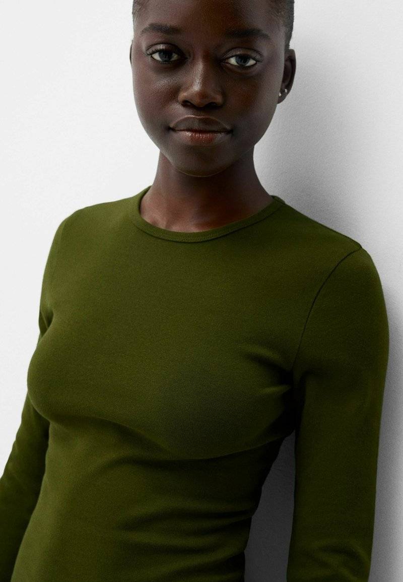 Bershka Bershka LONG SLEEVE - Long sleeved top - green Riesige Ersparnisse