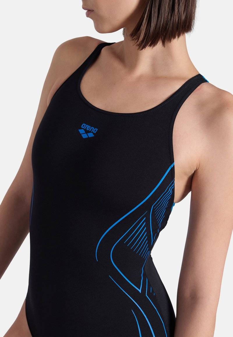 Arena Arena REFLECTING - Swimsuit - black blue river Nur noch ein Tag übrig
