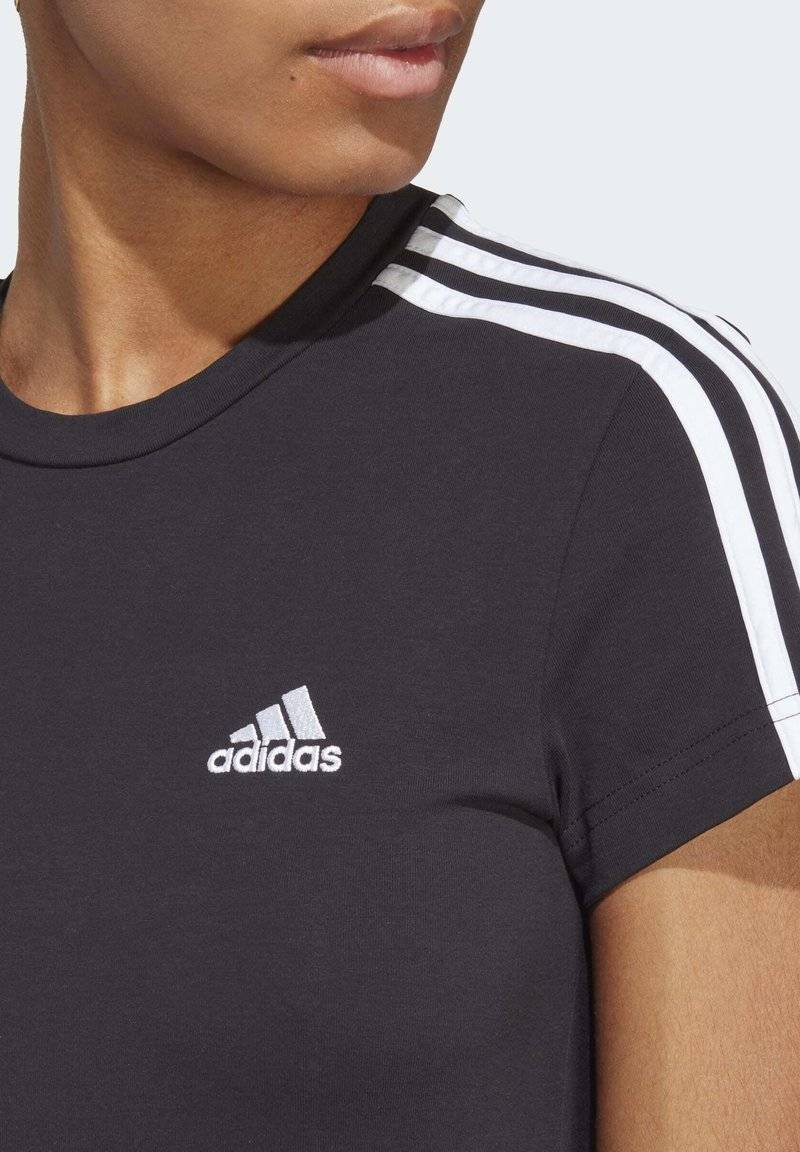 adidas Sportswear adidas Sportswear ESSENTIALS 3-STRIPES SINGLE FITTED - Jersey dress - black white Outlet