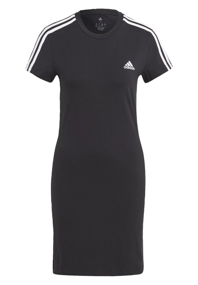 adidas Sportswear adidas Sportswear ESSENTIALS 3-STRIPES SINGLE FITTED - Jersey dress - black white Outlet