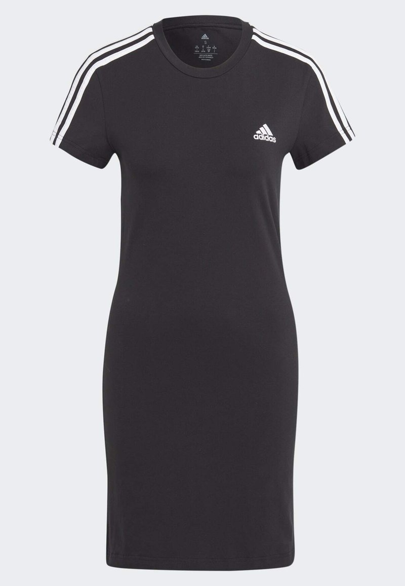 adidas Sportswear adidas Sportswear ESSENTIALS 3-STRIPES SINGLE FITTED - Jersey dress - black white Outlet