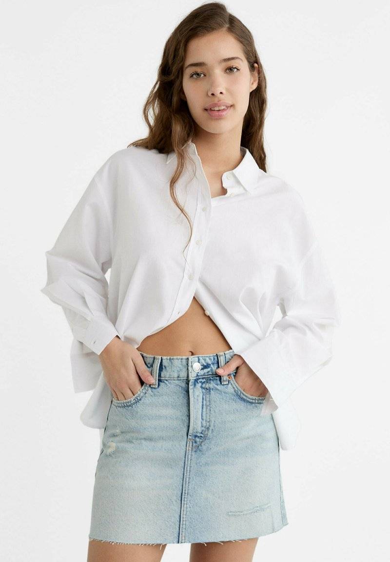 Stradivarius Stradivarius A-line skirt - light blue denim Versandkostenfrei