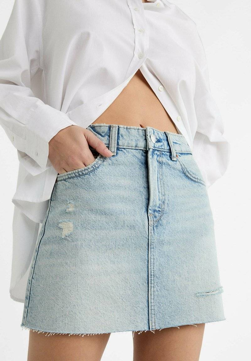 Stradivarius Stradivarius A-line skirt - light blue denim Versandkostenfrei