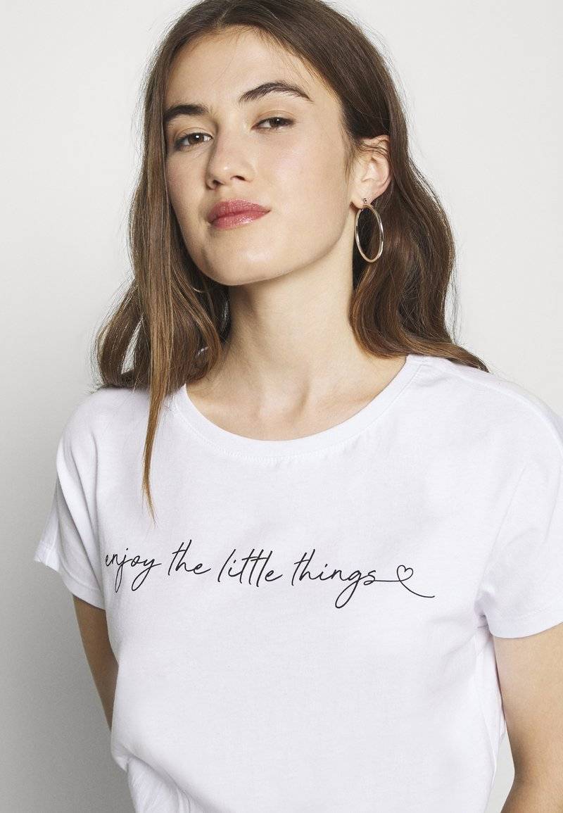 Even&Odd Even&Odd MANDALA ENJOY THE LITTLE THINGS TEE - Print T-shirt - white Exklusivangebot