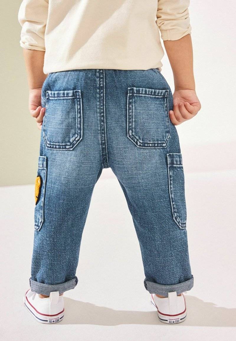 Next Next UTILITY - Relaxed fit jeans - mid blue denim with tiger Weihnachtsangebot