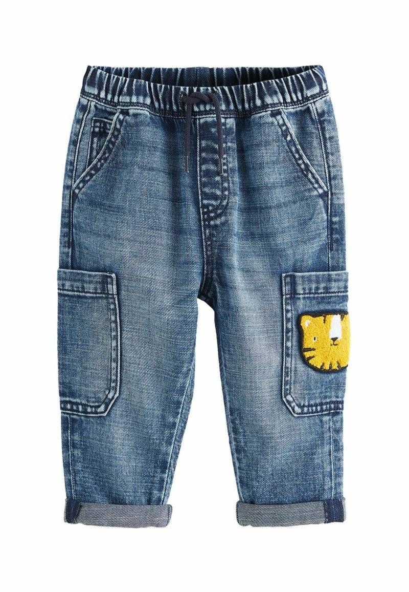 Next Next UTILITY - Relaxed fit jeans - mid blue denim with tiger Weihnachtsangebot