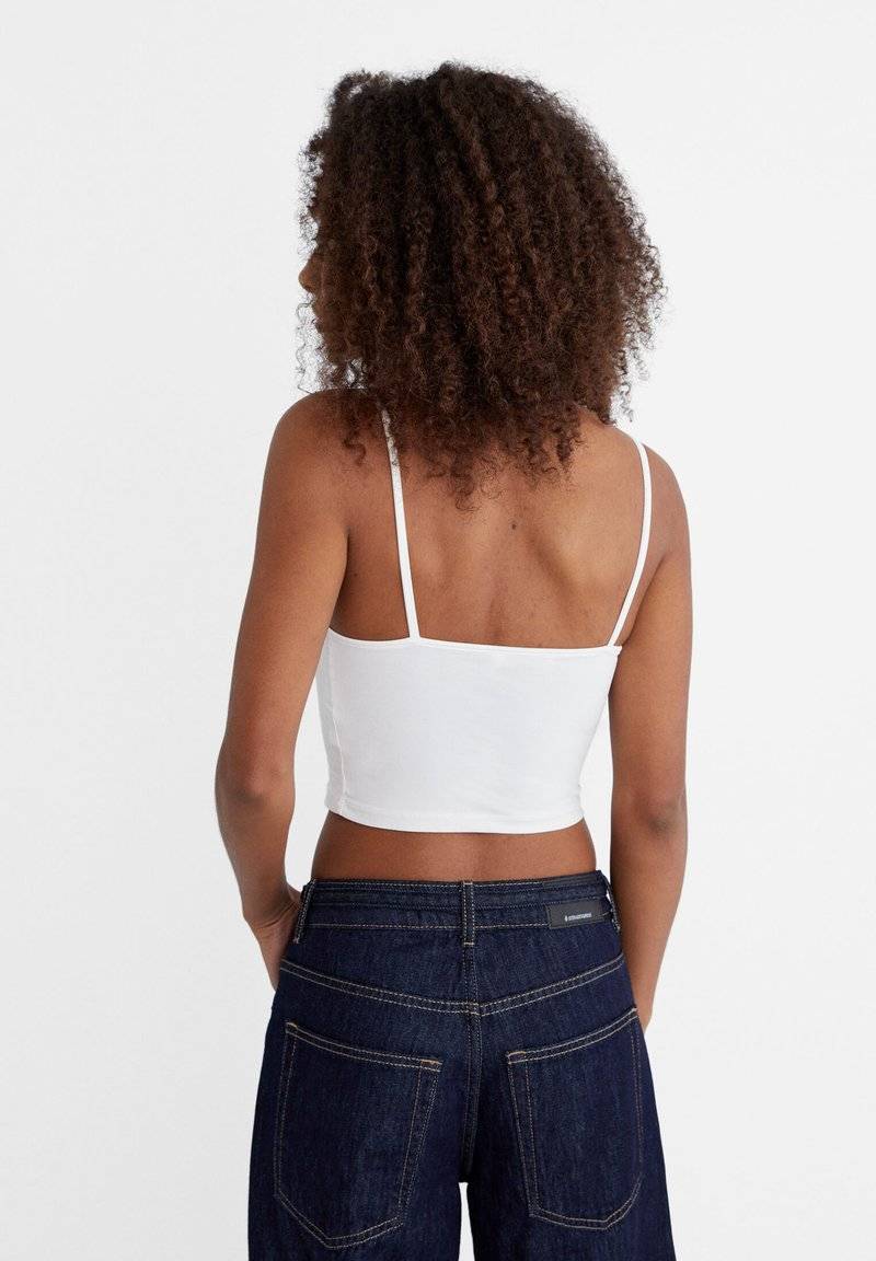 Stradivarius Stradivarius 2-PACK OF STRAPPY CROP - Top - black Sonderangebot