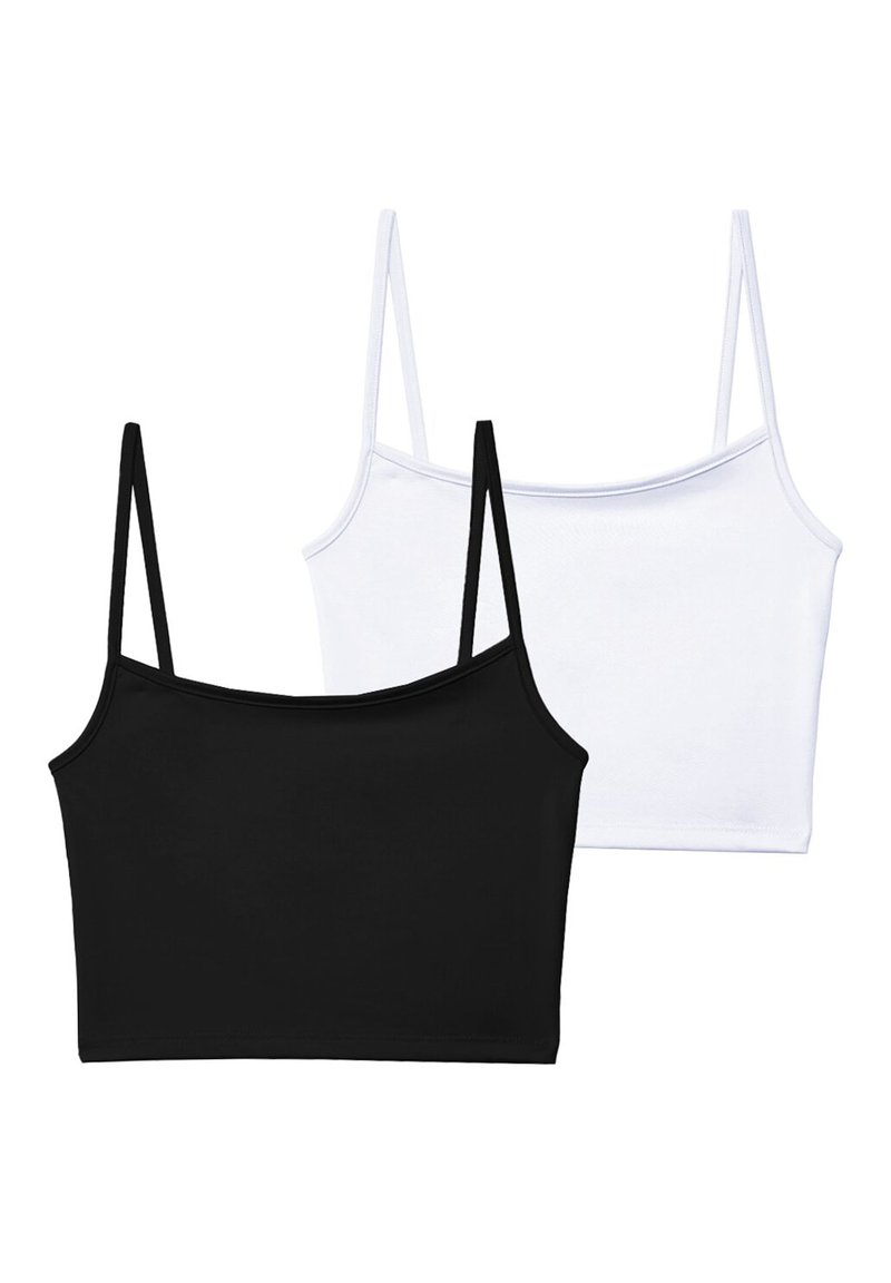 Stradivarius Stradivarius 2-PACK OF STRAPPY CROP - Top - black Sonderangebot