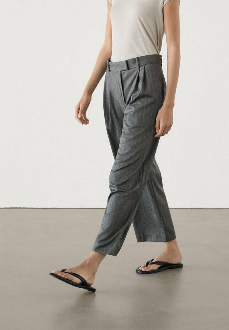 Massimo Dutti Massimo Dutti STRAIGHT-LEG STRIPE - Trousers - dark grey Exklusive Angebote