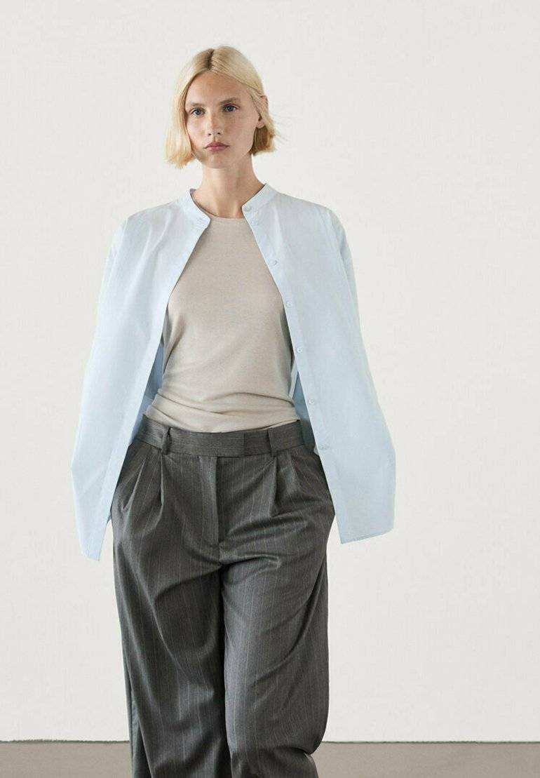 Massimo Dutti Massimo Dutti STRAIGHT-LEG STRIPE - Trousers - dark grey Exklusive Angebote