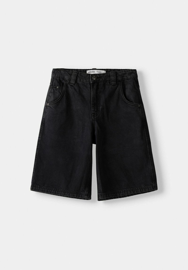 Bershka Bershka BERMUDA - Denim shorts - black Blitzangebot