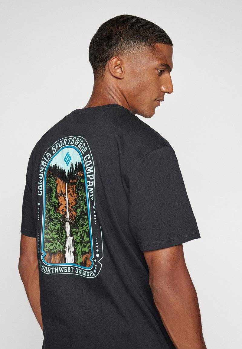 Columbia Columbia CAVALRY TRAIL - Print T-shirt - black Räumungsverkauf
