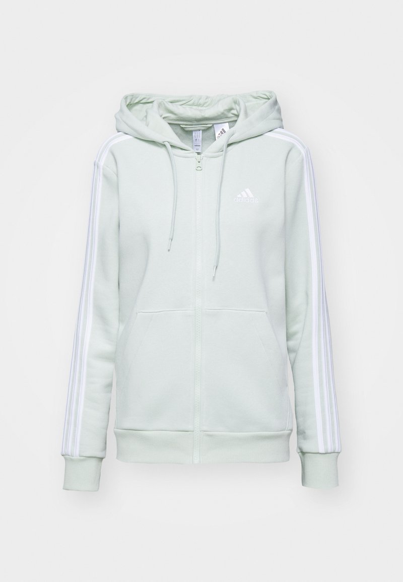 adidas Sportswear adidas Sportswear ESSENTIALS 3 STRIPES FULL ZIP HOODIE - Zip-up sweatshirt - linen green Letzte 2 Tage