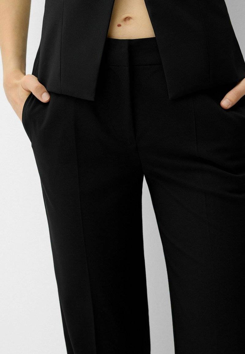 Bershka Bershka STRAIGHT-LEG TAILORED - Trousers - black denim Sonderangebot