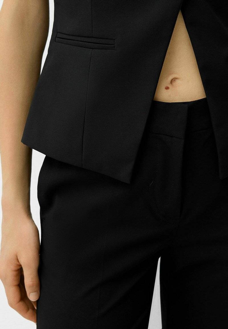 Bershka Bershka STRAIGHT-LEG TAILORED - Trousers - black denim Sonderangebot
