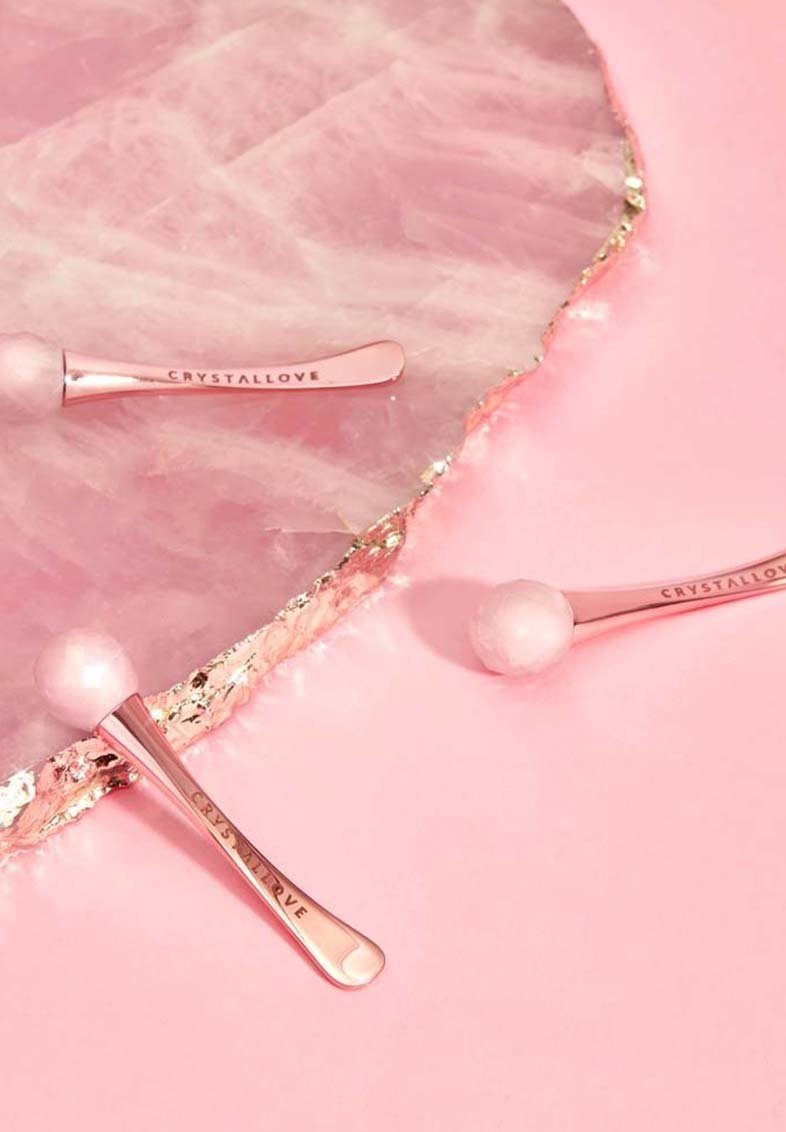 CRYSTALLOVE CRYSTALLOVE ROSE QUARTZ 3D EYE MASSAGER - Skincare tool - gold Super Rabatt