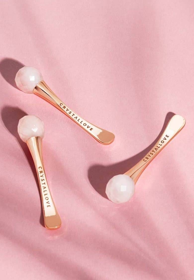 CRYSTALLOVE CRYSTALLOVE ROSE QUARTZ 3D EYE MASSAGER - Skincare tool - gold Super Rabatt