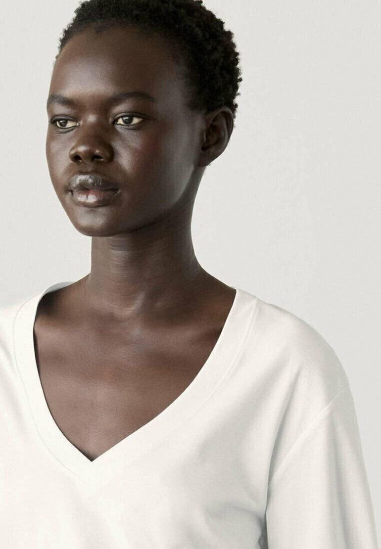Massimo Dutti Massimo Dutti V-NECK - Basic T-shirt - white Zeitbegrenzte Promotion