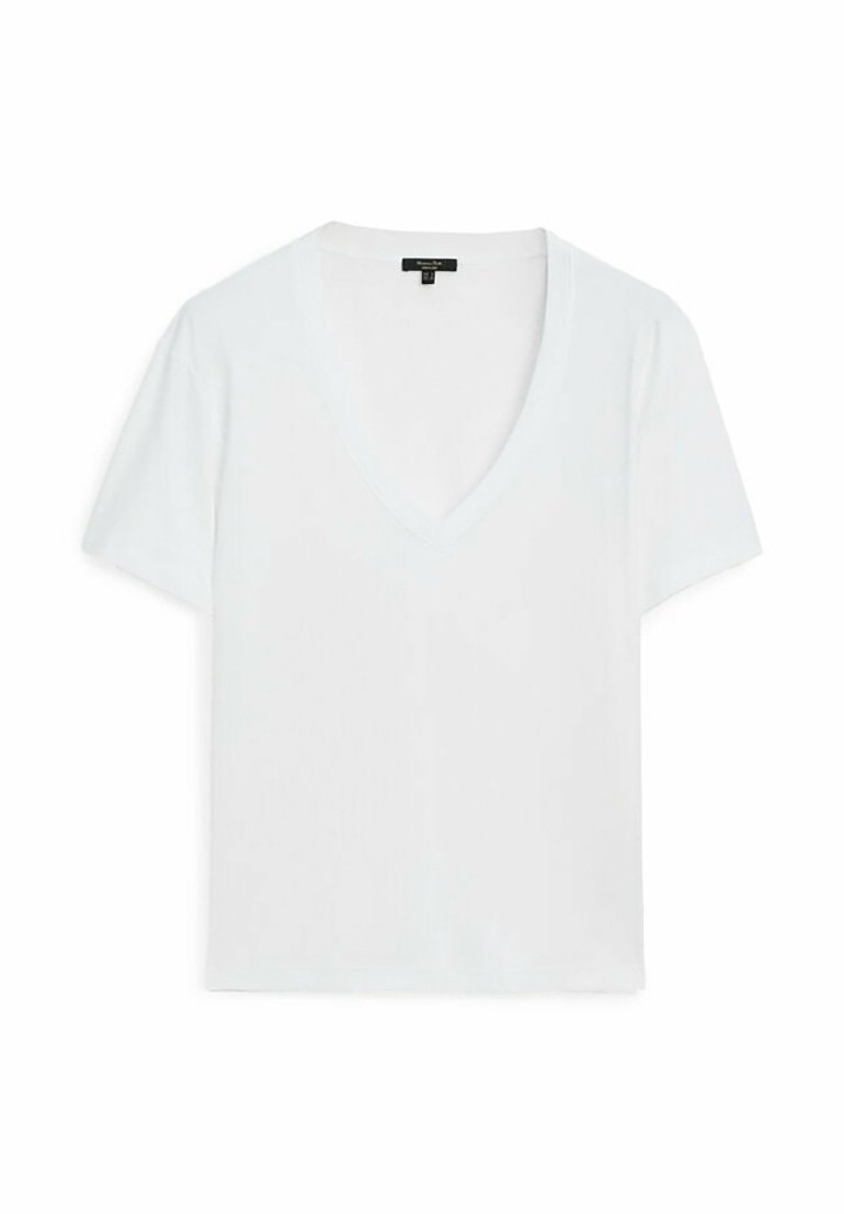 Massimo Dutti Massimo Dutti V-NECK - Basic T-shirt - white Zeitbegrenzte Promotion