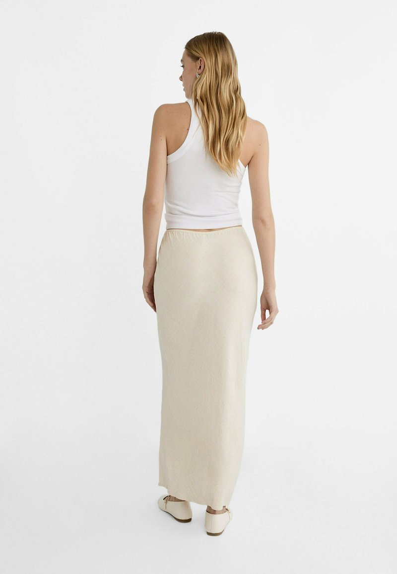 Stradivarius Stradivarius DRAWSTRING MIDI - Maxi skirt - stone Vierteljährliche Förderung