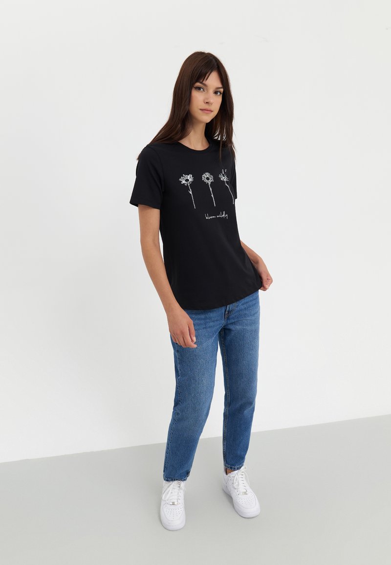 Even&Odd Even&Odd Print T-shirt - black Riesige Rabatte