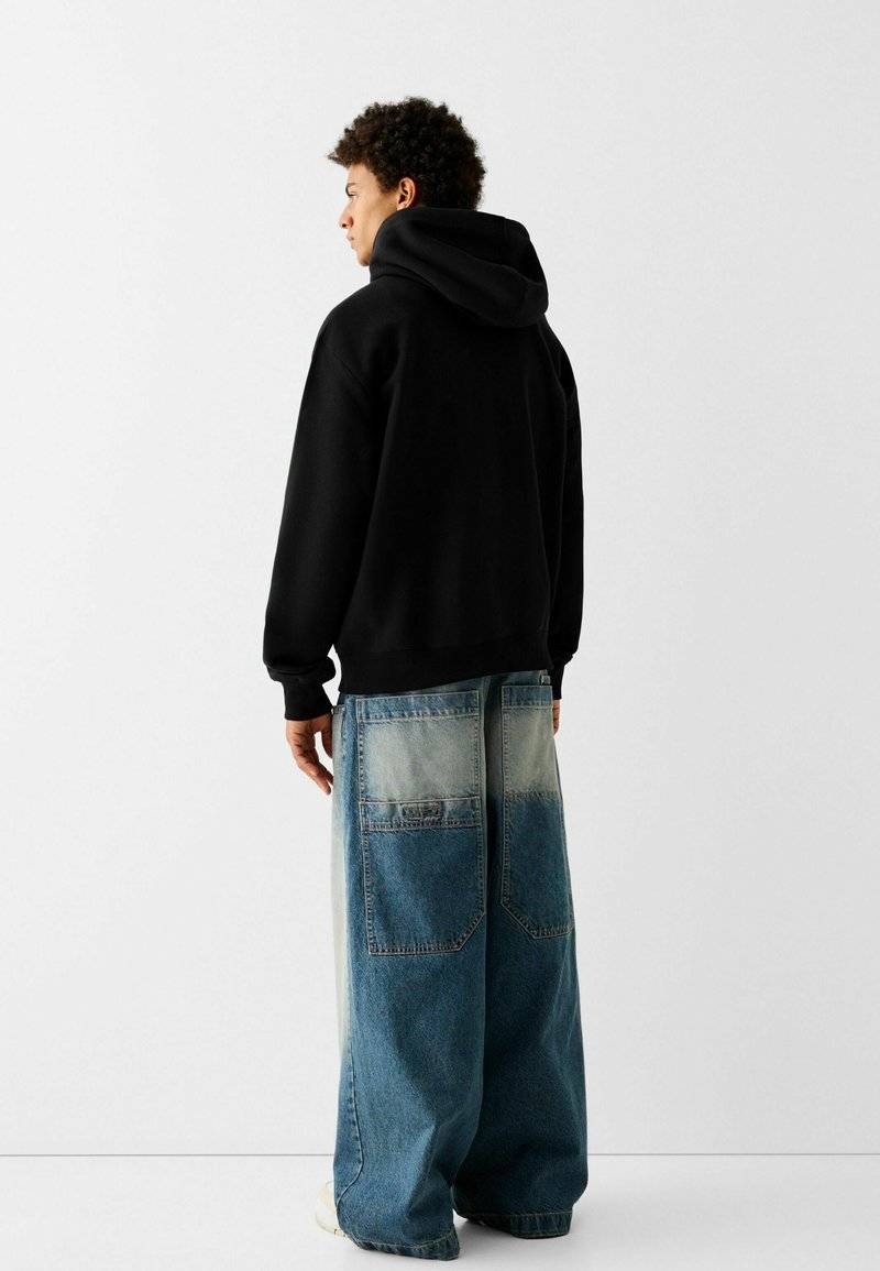 Bershka Bershka Hoodie - black denim 50% Rabatt mit kostenlosem Versand