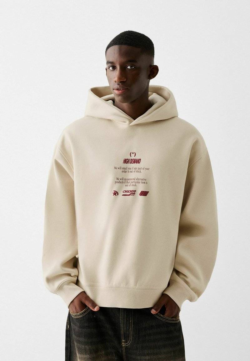 Bershka Bershka PRINTED - HOODIE - Hoodie - beige Begrenzt auf 3 Tage