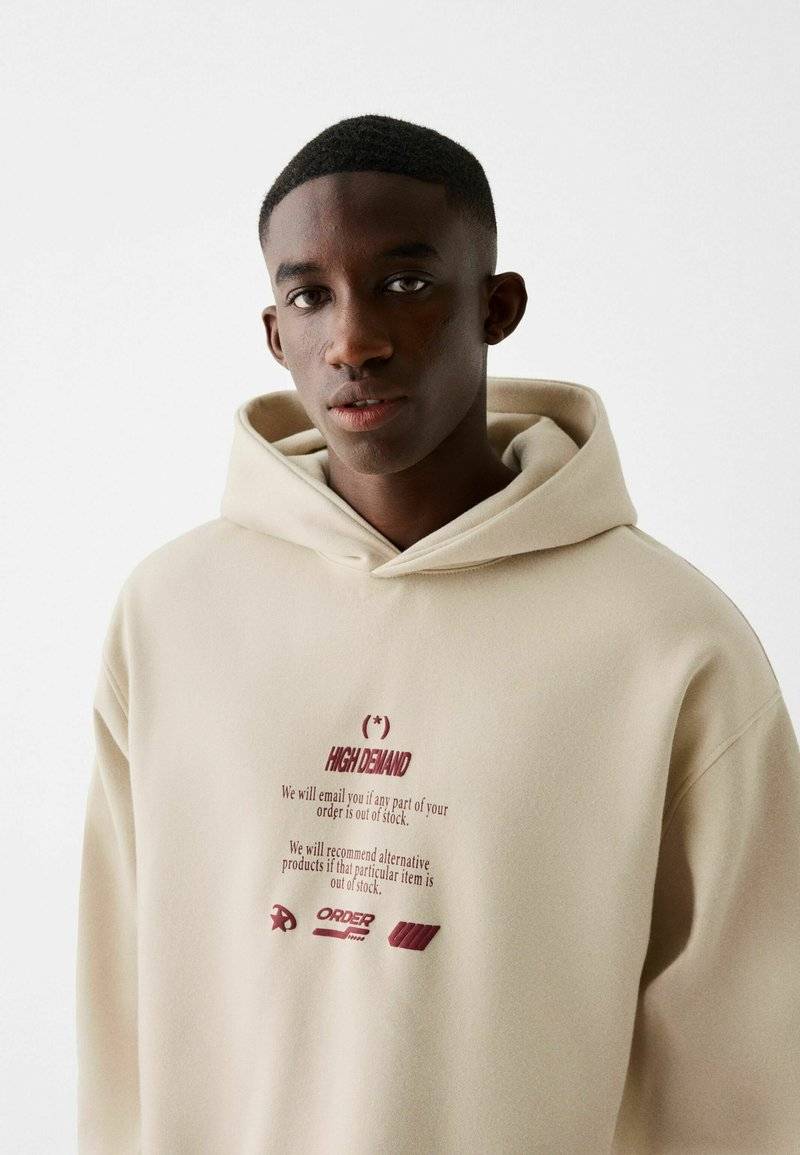 Bershka Bershka PRINTED - HOODIE - Hoodie - beige Begrenzt auf 3 Tage