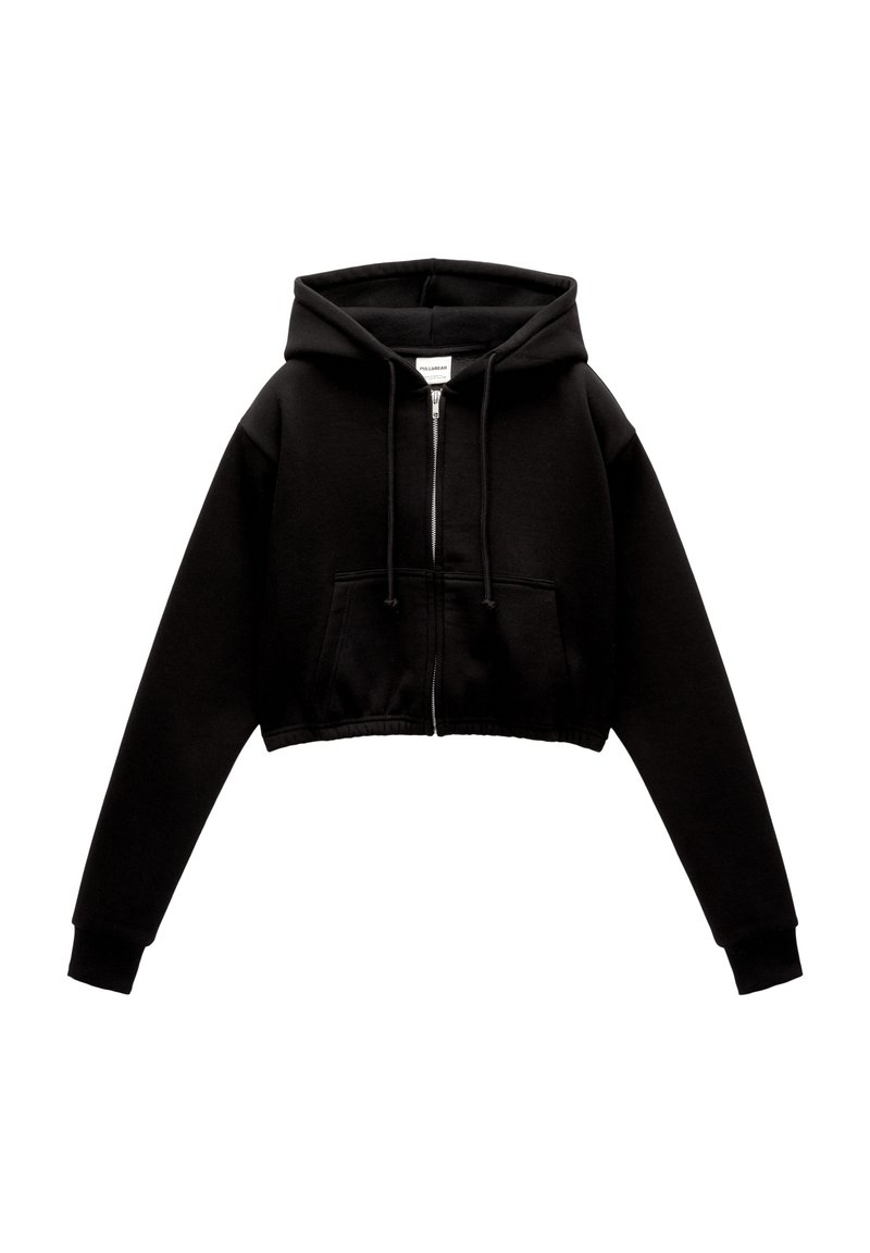 PULL&BEAR PULL&BEAR CROPPED - Zip-up sweatshirt - black Speichern exportieren